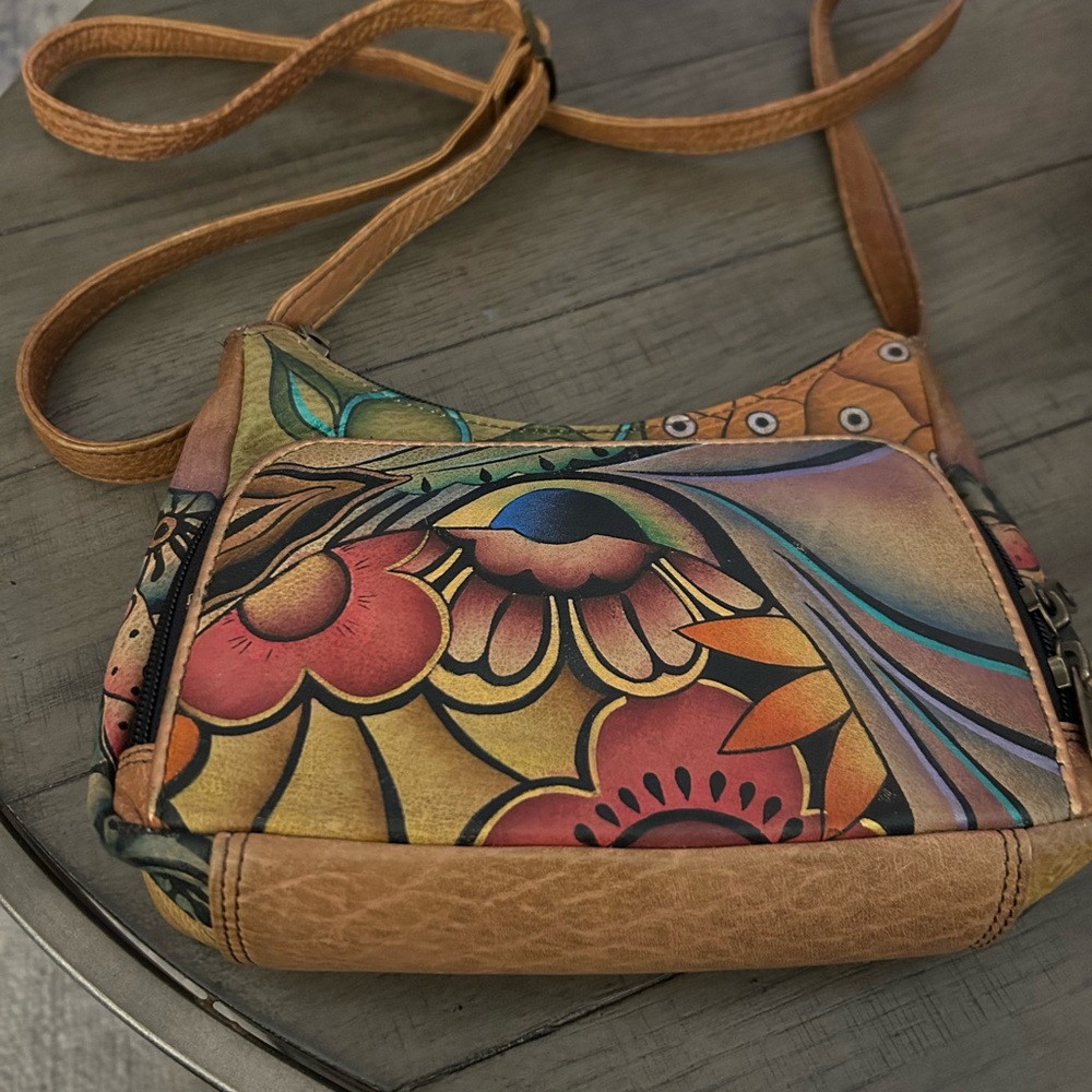 Artistic Anuschka Floral Crossbody Bag